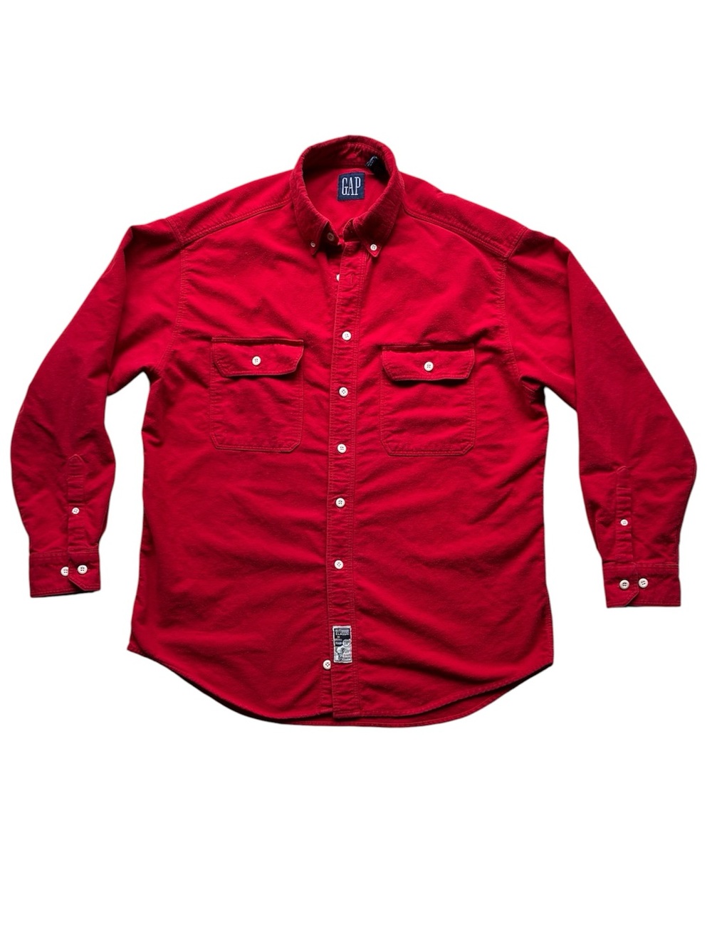 GAP Men’s Vintage Red Thick Flannel 100% Cotton Button Down Shirt Size Large